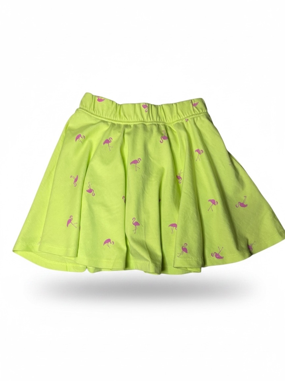 Gap Baby pull-on jersey skort neon lime green color with pink flamingo print NWT